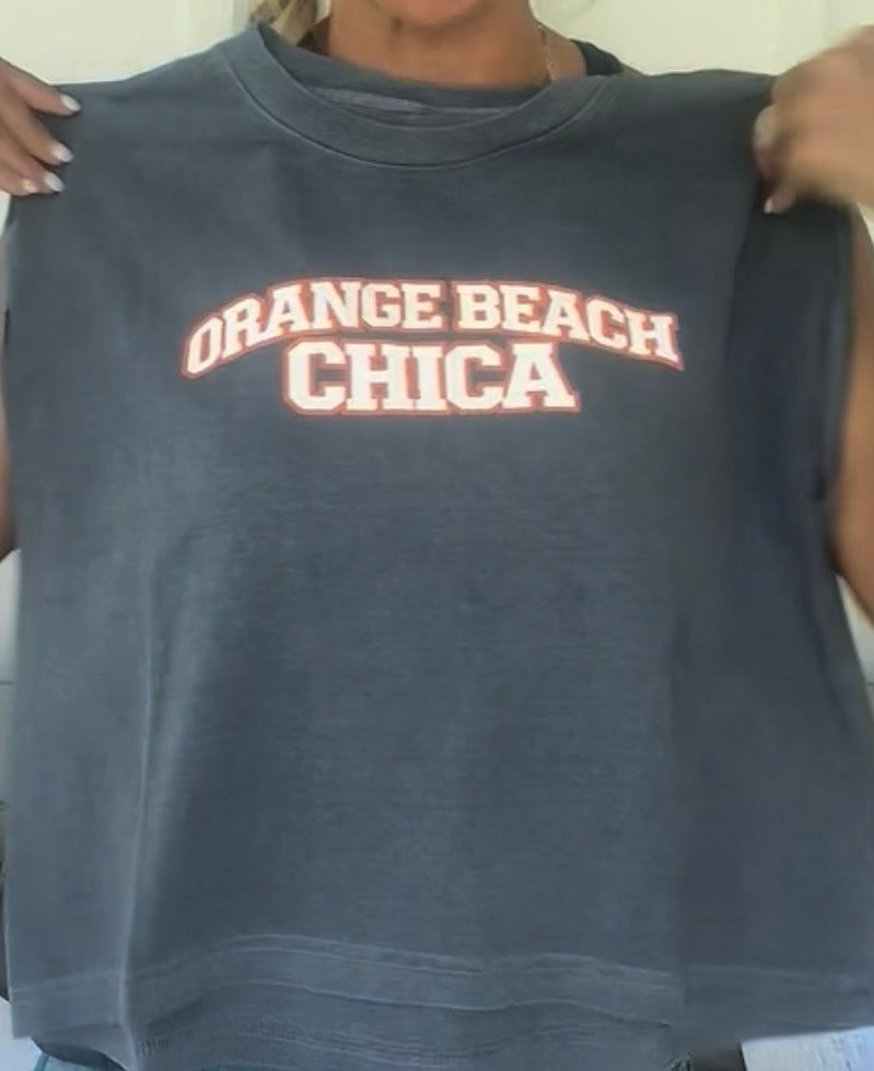 ORANGE BEACH CHICA Cropped Muscle Tee